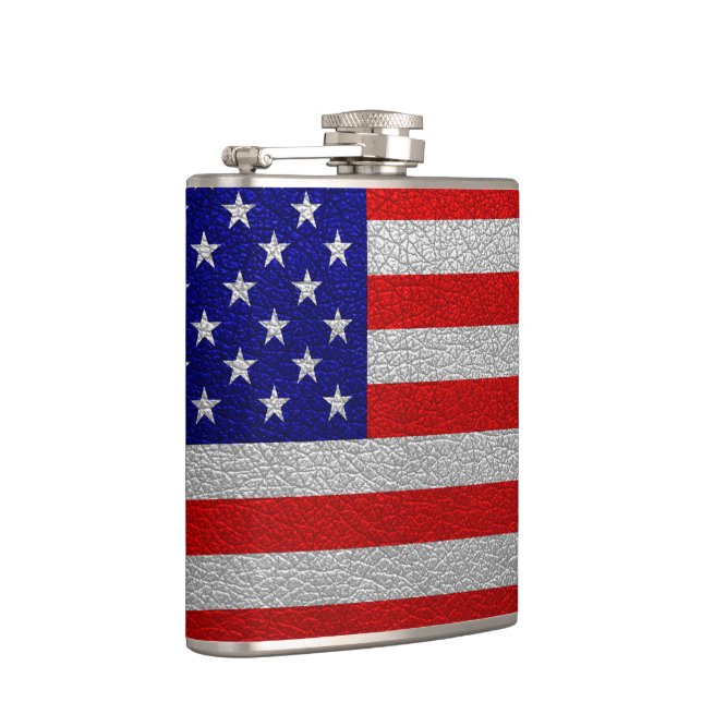American Flag Leather Hip Flask (Right)
