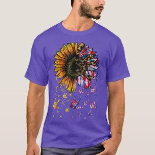 American Flag Leopard Tie Dye Sunflower Sign Langu T-Shirt