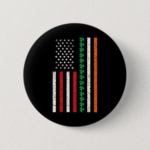 American Flag Leprechaun Shamrock Irish Saint Patr 6 Cm Round Badge