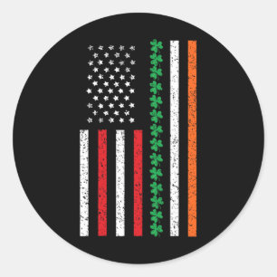 American Flag Leprechaun Shamrock Irish Saint Patr Classic Round Sticker