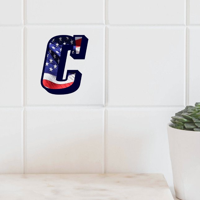 American Flag Letter "C" Large Photo Ceramic Tile (Creator Uploaded)