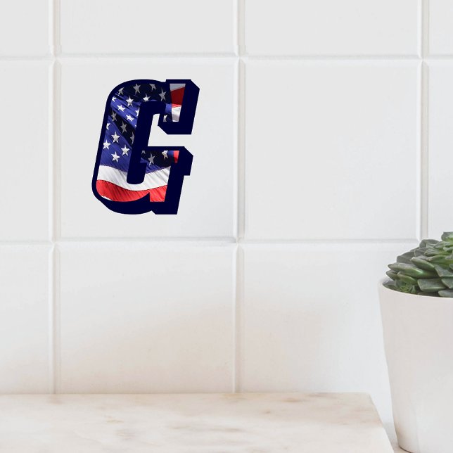 American Flag Letter "G" Large Photo Ceramic Tile (American Flag Letter "G" Large Photo Ceramic Tile)