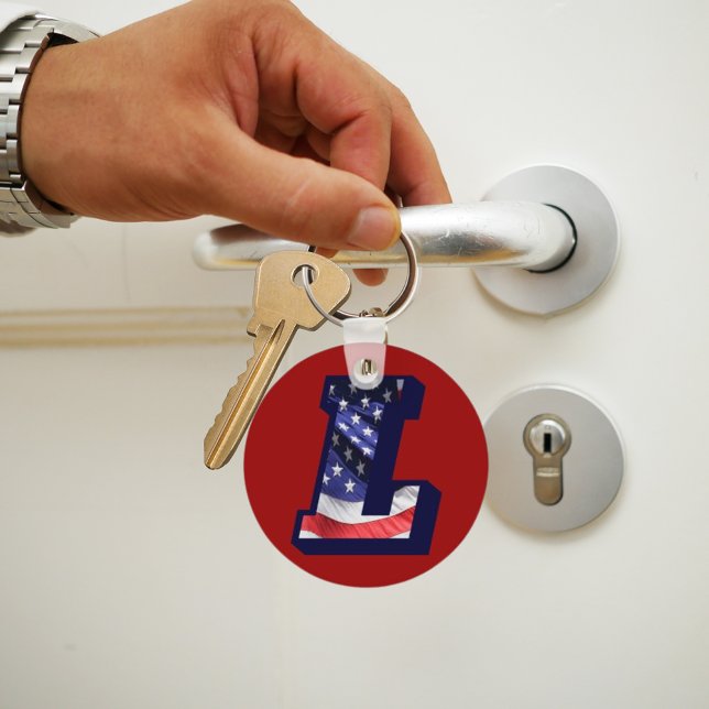 American Flag Letter "L" Key Ring (American Flag Letter L Keychain)