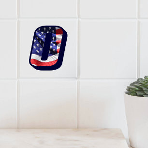 American Flag Letter "O" Large Photo Ceramic Tile