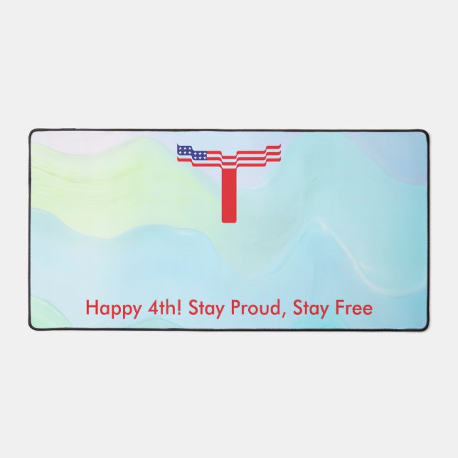 American Flag Letter T Monogram Desk Mat (Front)