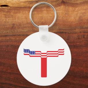 American Flag Letter T Monogram Key Ring