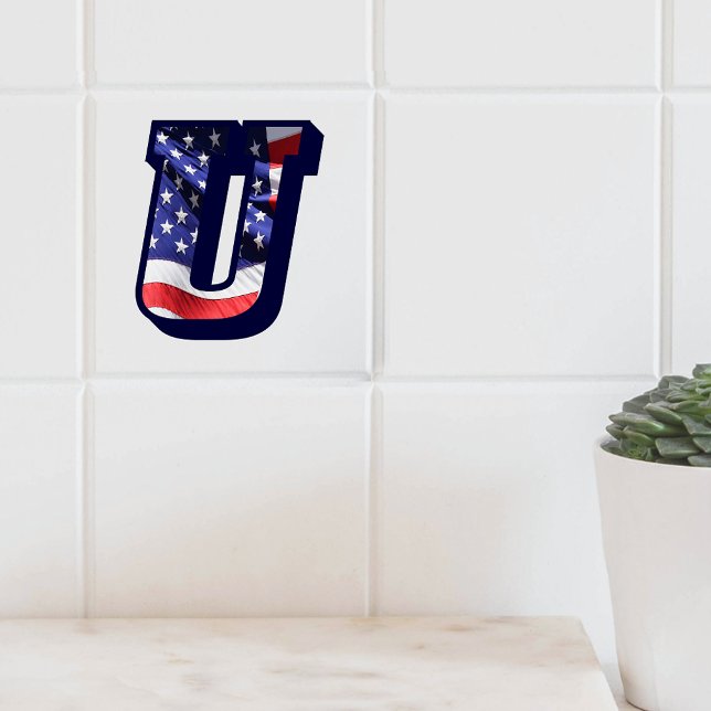 American Flag Letter "U" Large Photo Ceramic Tile (American Flag Letter "U" Large Photo Ceramic Tile)