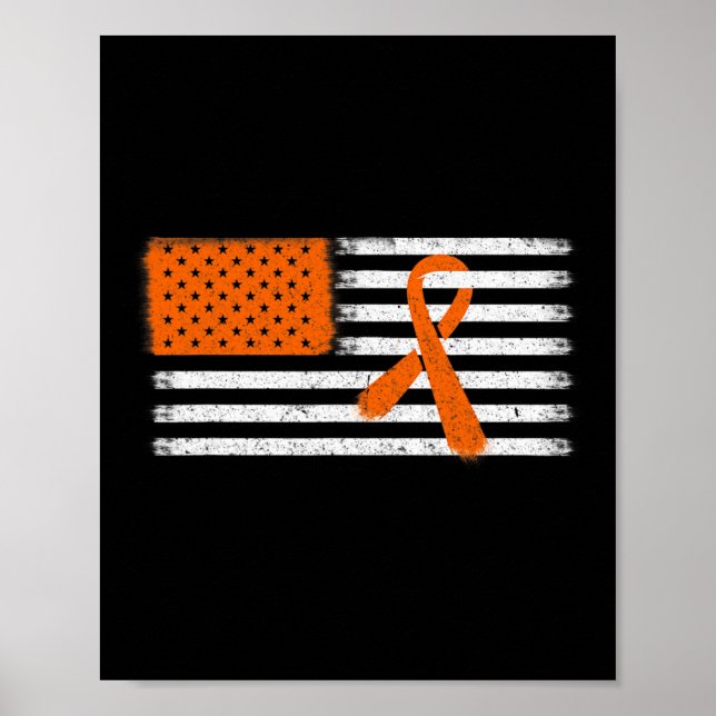 American Flag Leukaemia And Multiple Sclerosis Rib Poster (Front)