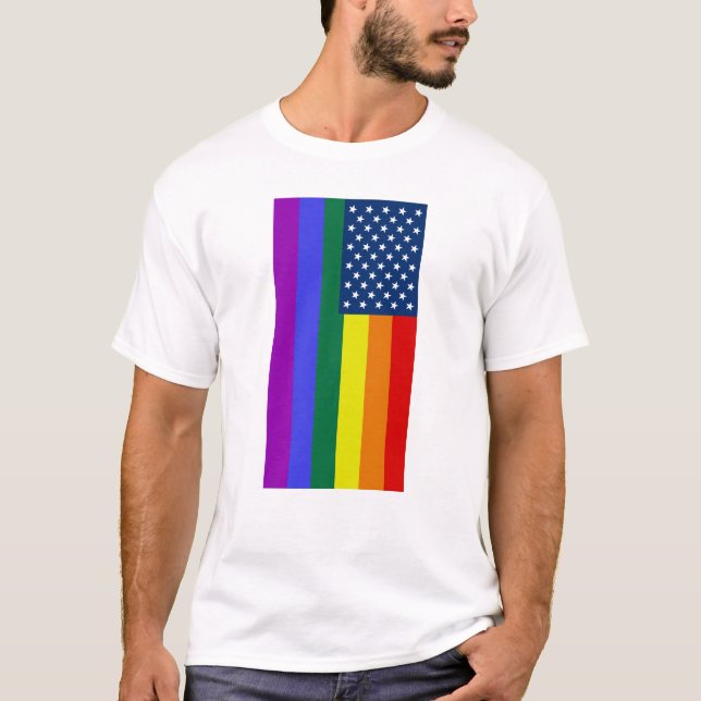 American Flag LGBT Pride Rainbow Tee (Front)