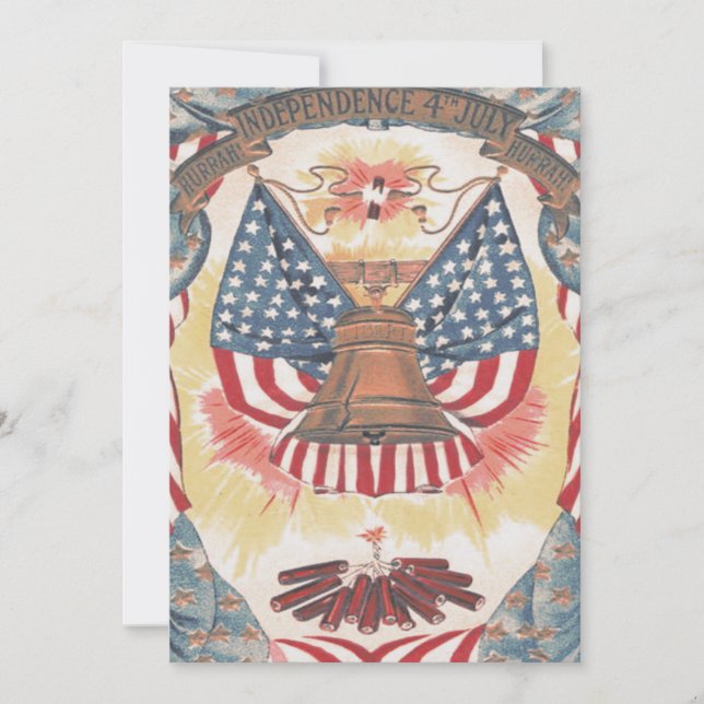 American Flag Liberty Bell Fireworks Invitation (Front)