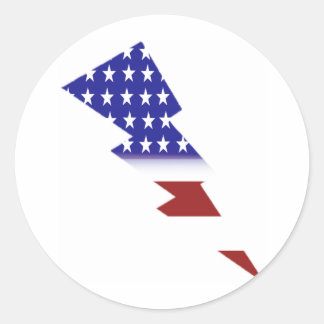 American Flag - lightning shape Classic Round Sticker