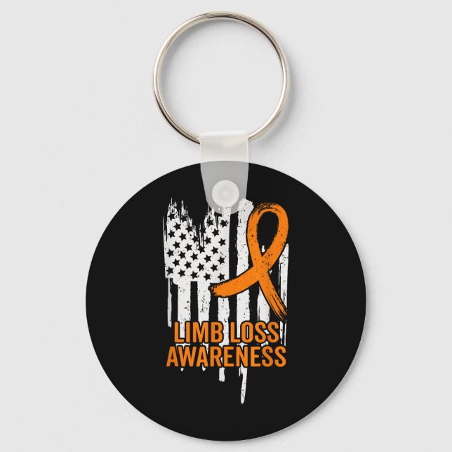 American Flag Limb Loss Awareness Hand Leg Amputee Key Ring (Front)