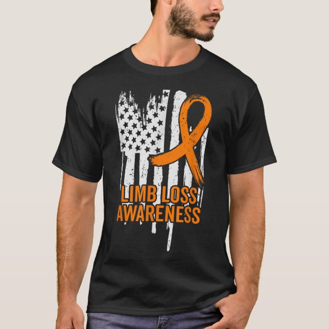 American Flag Limb Loss Awareness Hand Leg Amputee T-Shirt (Front)