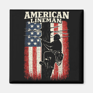 American Flag Lineman Electric Worker Pride Magnet