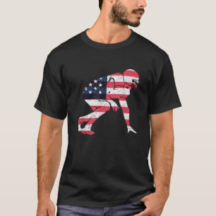 American Flag Lineman I American Football  T-Shirt