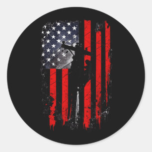 American Flag Lineman Patriotic Electric Worker Classic Round Sticker