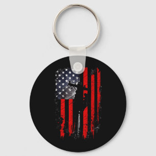 American Flag Lineman Patriotic Electric Worker Key Ring