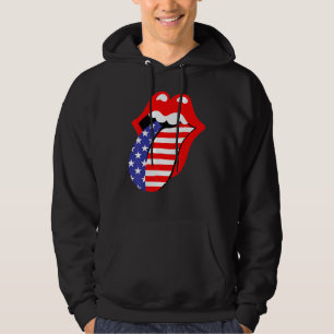American Flag Lips And Tongue Merica 4th Of July P Hoodie