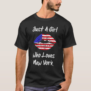 American Flag Lips Girl Loves New York T-Shirt