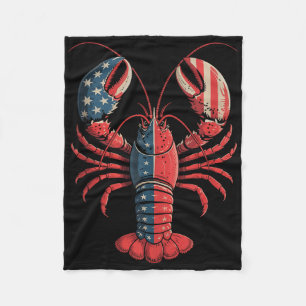 American Flag Lobster Patriotic Crawfish Season 4t Fleece Blanket