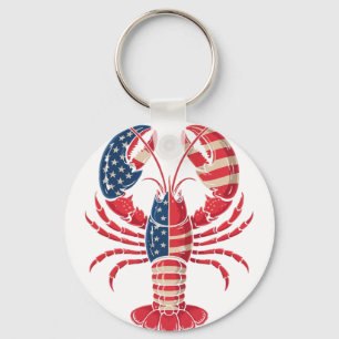 American Flag Lobster Patriotic Crawfish Season 4t Key Ring