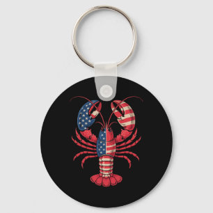 American Flag Lobster Patriotic Crawfish Season 4t Key Ring