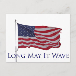 american flag, long may it wave postcard