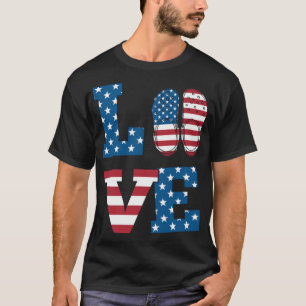 American Flag Love Croc American Flag 4th Of _by T T-Shirt