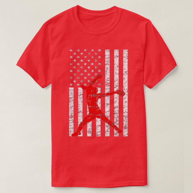 American Flag Love Softball FastPitch Pitcher Gift T-Shirt (Design Front)