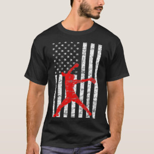 American Flag Love Softball FastPitch Pitcher Gift T-Shirt