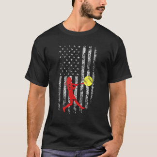 American Flag Love Softball Fastpitch Pitcher Soft T-Shirt
