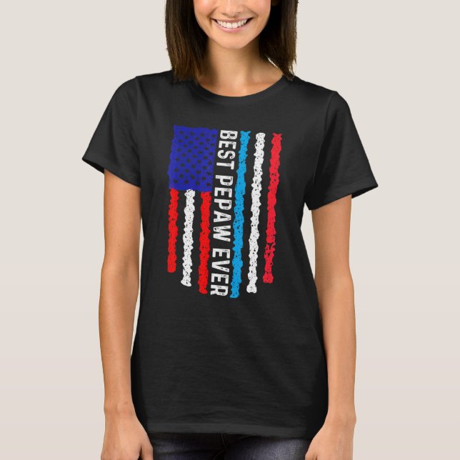 American Flag Luxembourg Flag Best Pepaw Ever Fami T-Shirt (Front)