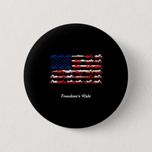American flag made by motorcycle funny 4th of july 6 cm round badge