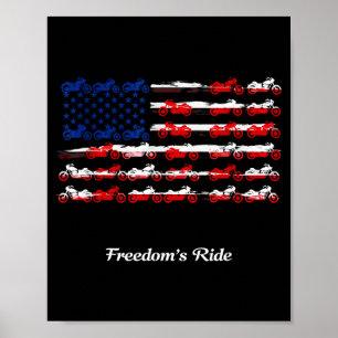 American flag made by motorcycle funny 4th of july poster