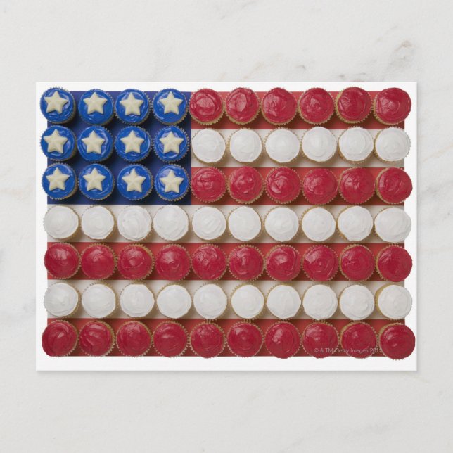 American flag made of cupcakes postcard (Front)