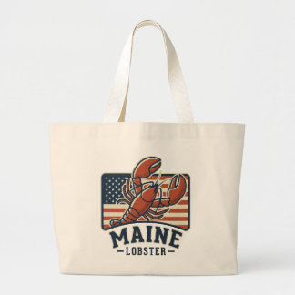 American Flag Maine Lobster Large Tote Bag