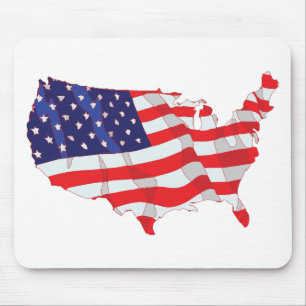AMERICAN FLAG MAP OF UNITED STATES MOUSE PAD