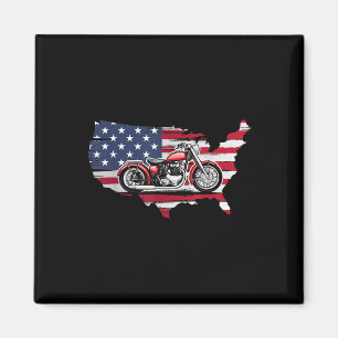 American Flag Map With Clic Patriotic Motorcycle B Magnet