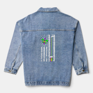 American Flag Mardi Gras Carnival Parade Masquerad Denim Jacket