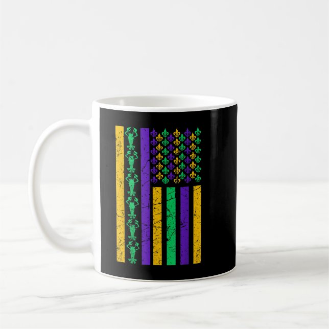 American Flag Mardi Gras Costume Mardi Gras Crawfi Coffee Mug (Left)