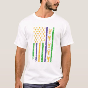 American Flag Mardi Gras Crawfish Funny Mardi Gras T-Shirt