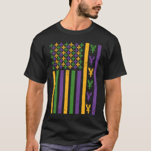 American Flag Mardi Gras Crawfish  USA Flag Mardi  T-Shirt