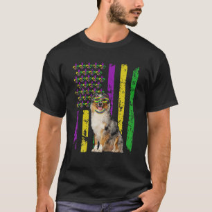 American Flag Mardi Gras Festival Australian Sheph T-Shirt