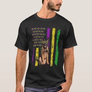 American Flag Mardi Gras Festival Belgian Malinois T-Shirt