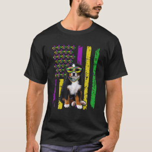 American Flag Mardi Gras Festival Bernese Mountain T-Shirt