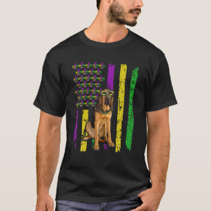American Flag Mardi Gras Festival Bloodhound T-Shirt
