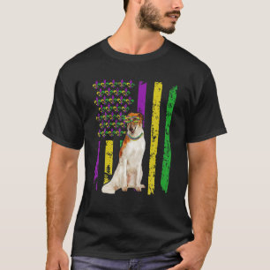 American Flag Mardi Gras Festival Borzoi T-Shirt