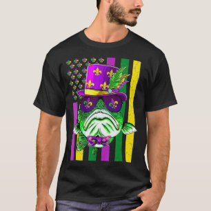 American Flag Mardi Gras Fishing Fisherman Fish L T-Shirt