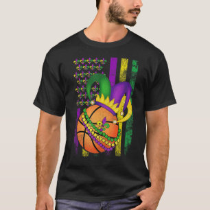 American Flag Mardi Gras Fleur De Lis Basketball B T-Shirt