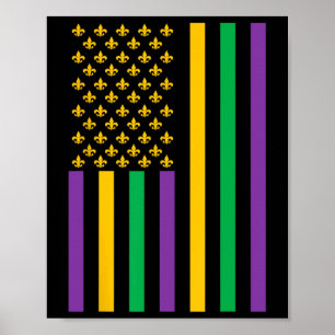 American Flag Mardi Gras Mardi Gras Crawfish Outfi Poster